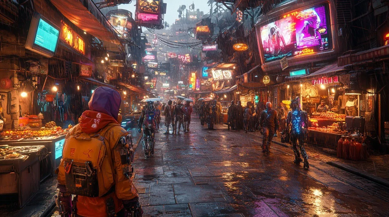 City 2075: Neon, rain, communication
